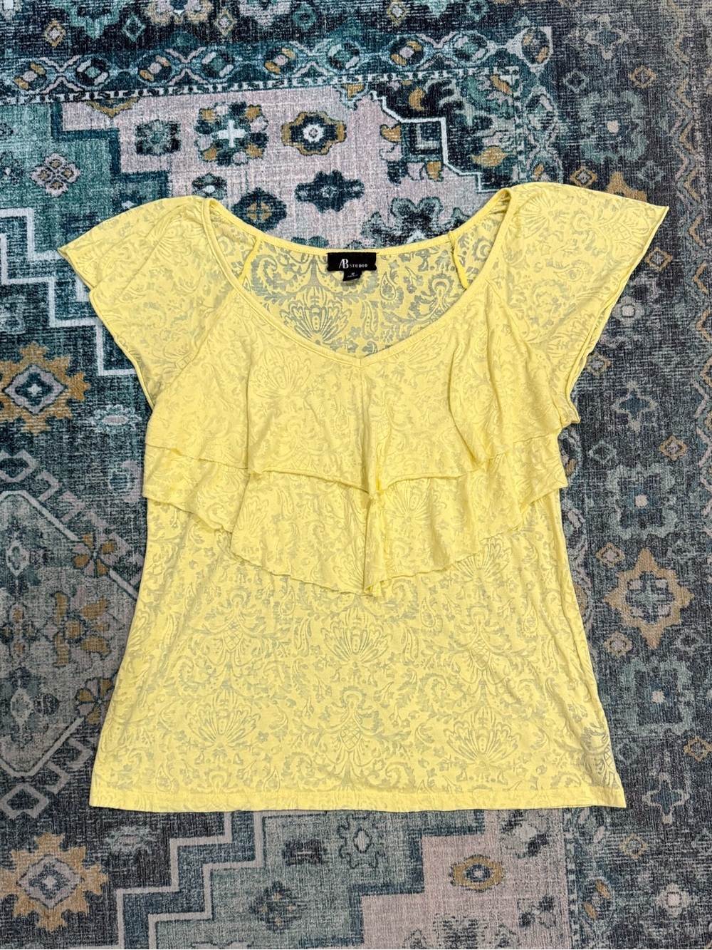 y2k AB Studio Yellow RuffleTop